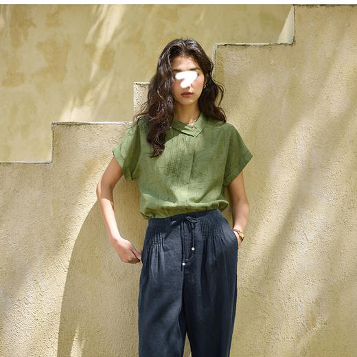 裁缝学苑AS542法式亚麻不对称翻领衬衫纸样女装新款短袖上衣样板图纸 商品图3