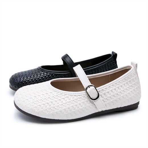 【限时秒杀】西遇平底玛丽珍鞋女新款秋季复古编织软皮小皮鞋圆头软底单鞋K1656928 商品图4