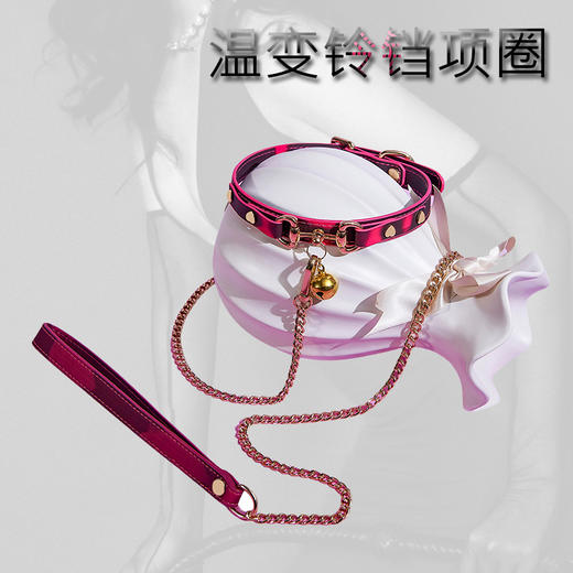 魅灵温变 金色铃铛黑变红狗狗牌项圈 项圈+牵引 商品图3