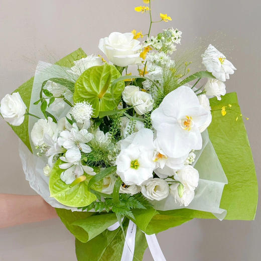 《禁止蕉绿》绿掌蝴蝶兰花束 商品图0