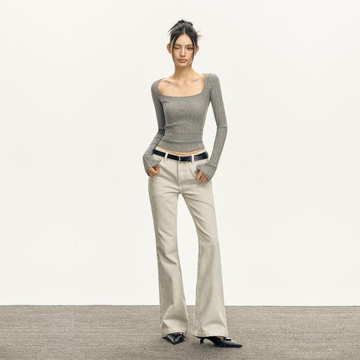 Ariseism  美式复古三色粗坑条打底长袖t恤女2025春季新款上衣 商品图4