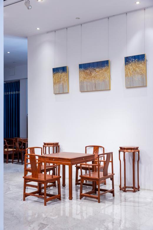 红桥红  家具严选  缅甸花梨（大果紫檀）  【88 马蹄腿明屉 方桌五件套】 商品图1