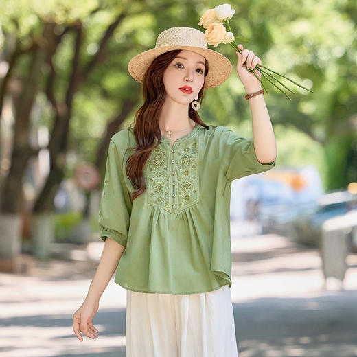 【预售3天】PY 2025新款气质纯棉刺绣衬衫 &69017-1 商品图1