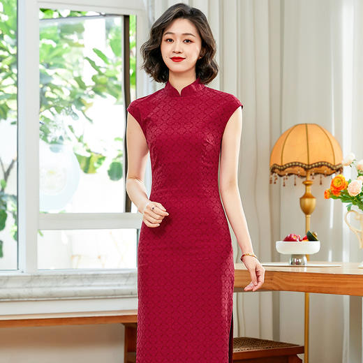 「自」全新升级【铂金会员257/天猫339/差价82】(71133)洛诗琳新中式复古提花连衣裙2025夏季新款国风改良旗袍裙 商品图0