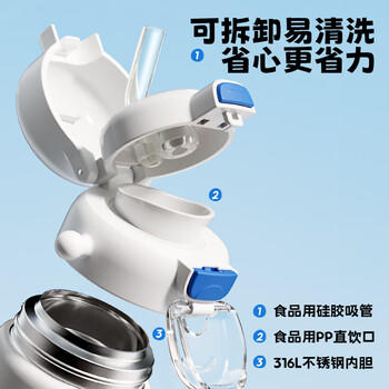 富光儿童保温杯316L大容量双饮学生水杯上学男女便携吸管水杯子500ml /厨具 /水具 /保温杯 商品图2