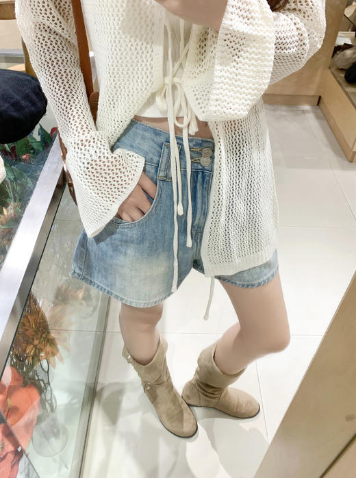 <曾小咸推荐>韩系系带百搭简约镂空针织开衫 日常149.99 立减70 秒杀79.99！ 商品图8