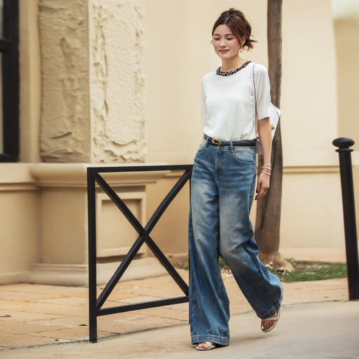 【林栖设计小店】【手工串珠】（现货）（正反两面穿）绵羊毛套头毛衣2025早秋新款T恤上衣女G1953321 商品图3