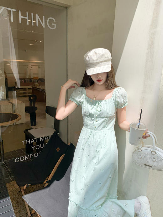 【折后再享2件88折】现货秒杀！微信打折价！绿色镂空花朵连衣裙 日常229.99 立减100 秒杀129.99！ 商品图11