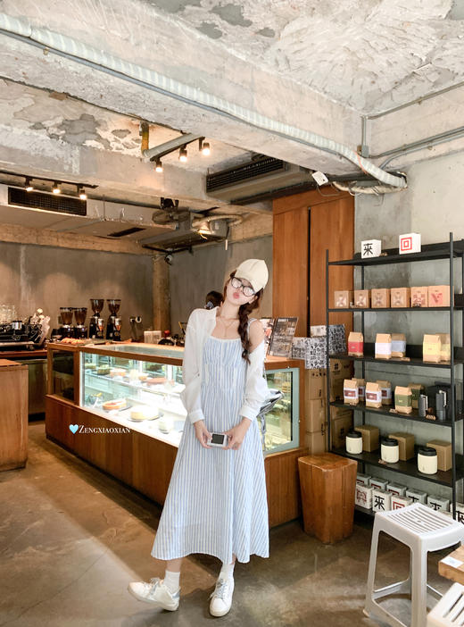 【折后再享2件88折】现货秒杀！微信打折价！韩系蕾丝蓝白条纹连衣裙 日常229.99 立减100 秒杀129.99！ 商品图6