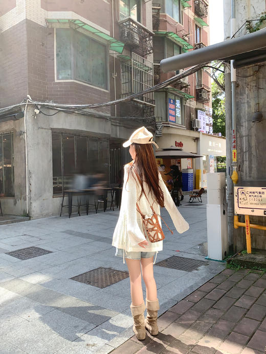 <曾小咸推荐>韩系系带百搭简约镂空针织开衫 日常149.99 立减70 秒杀79.99！ 商品图9