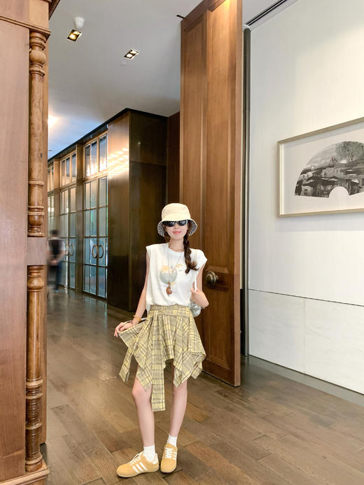 【129元任选2件】现货！韩系格纹不对称绑带半身裙 商品图8