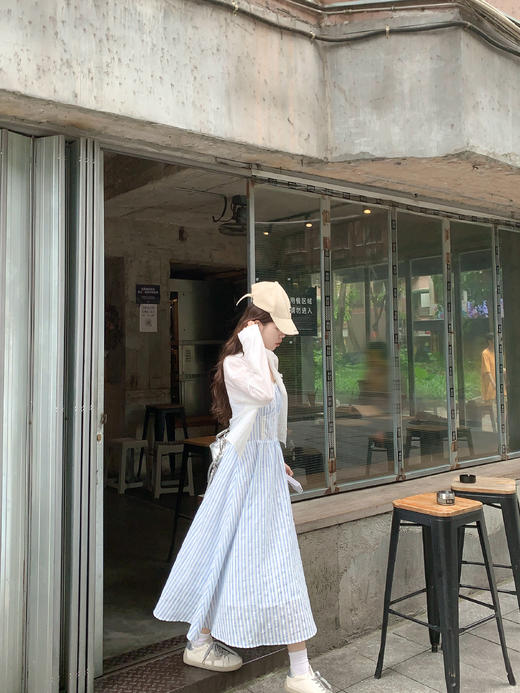 【折后再享2件88折】现货秒杀！微信打折价！韩系蕾丝蓝白条纹连衣裙 日常229.99 立减100 秒杀129.99！ 商品图11