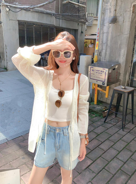 <曾小咸推荐>韩系系带百搭简约镂空针织开衫 日常149.99 立减70 秒杀79.99！ 商品图5
