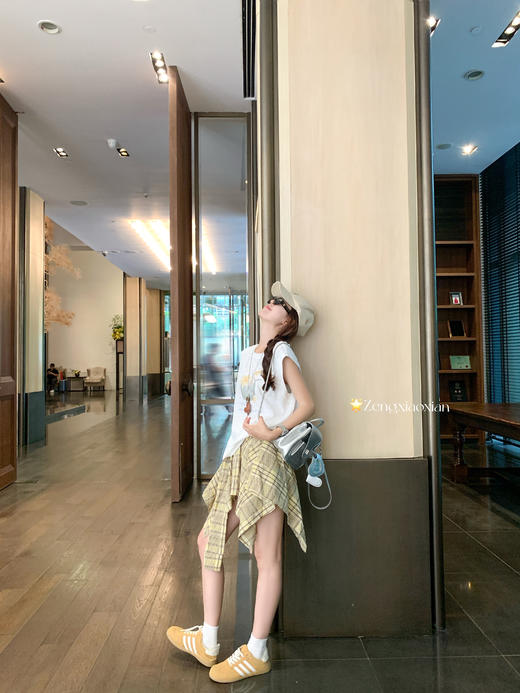 【129元任选2件】现货！韩系格纹不对称绑带半身裙 商品图7