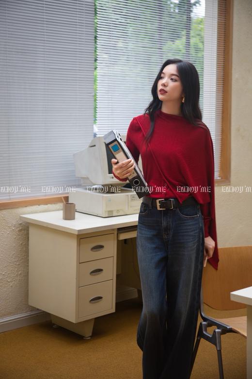 【门店同款】ENJOY秋季黑标披肩围巾针织上衣 164550720 商品图0