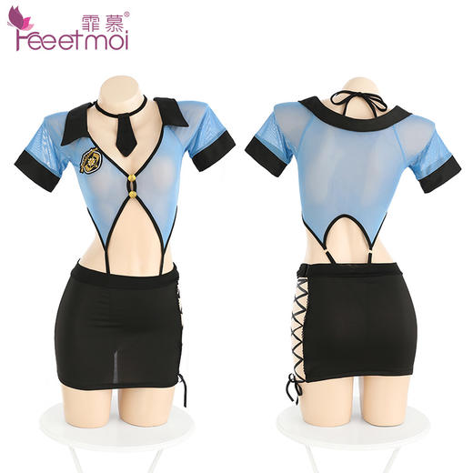 【情趣内衣】霏慕 火辣教官开裆连体衣套装6814 商品图11