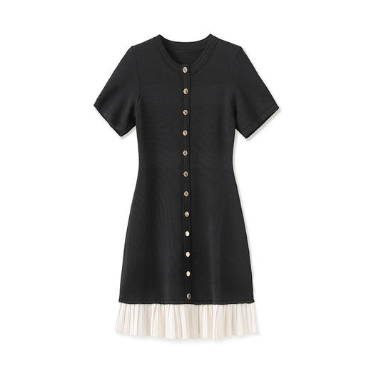 「高货wl」全新升级【铂金会员330/天猫439/差价109】(94113)洛诗琳法式千金拼接连衣裙2025夏季优雅小香风针织百褶裙 商品图4