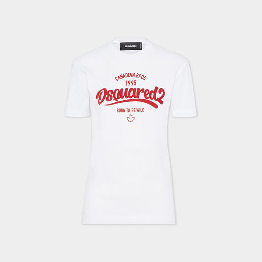 DSQUARED2 女士字母徽标印花棉质圆领短袖T恤 白色 S75GD0488 D20035 100 商品图0
