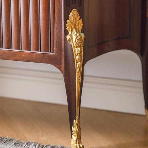 独角鹿西洋古董法国路易十六风格卷叶纹铜鎏金精雕装饰卷轴柜门嵌大理石台面硬木边柜 商品图5