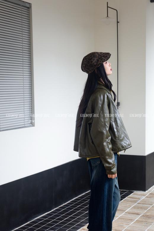 【门店同款】ENJOY秋季“浮光织影”下摆抽绳皮衣 164250250 商品图5