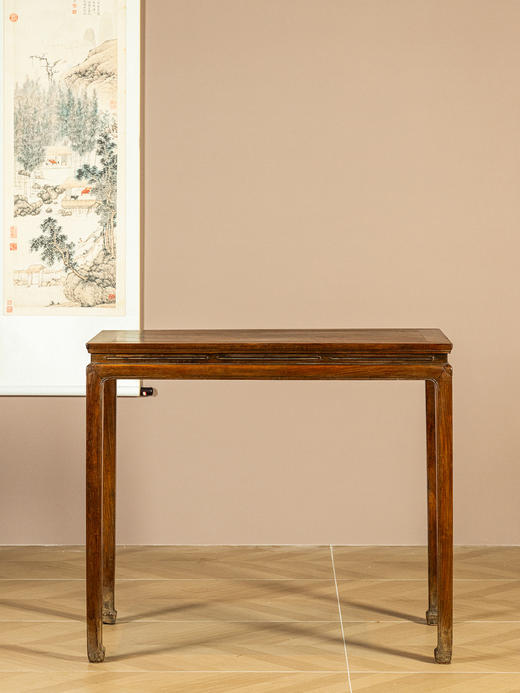 清	黄花梨束腰马蹄腿鱼门洞半桌 商品图1