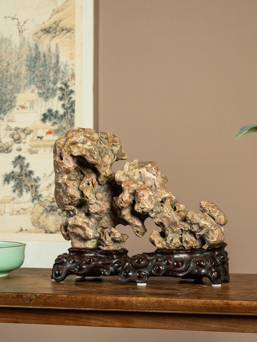 清	灵璧石文房赏石（红木座） 商品图1