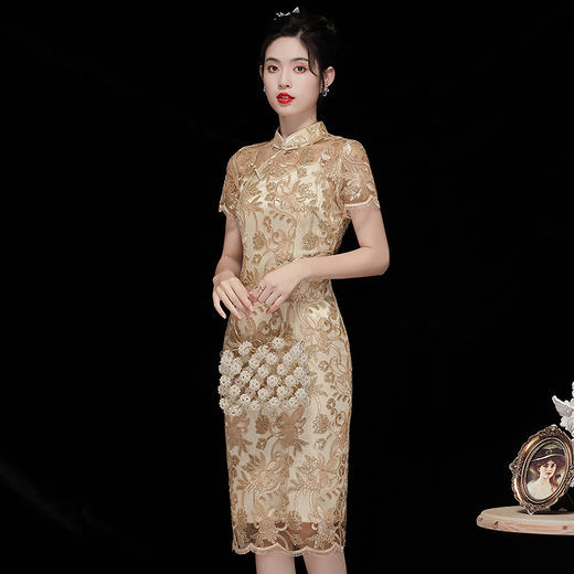 「自」全新升级【铂金会员367/天猫499/差价132】(13136)洛诗琳新中式重工刺绣连衣裙2025夏季新款国风改良旗袍裙女 商品图1