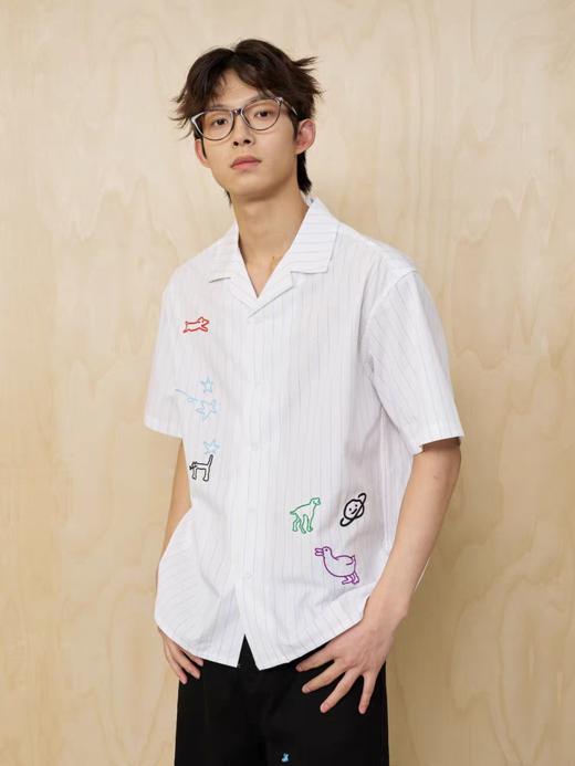 MoodLikeMe/MCS2505/手绘线条涂鸦链条绣条纹衬衫 商品图4