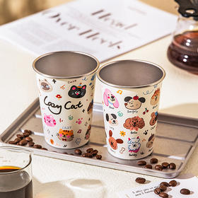 摩登主妇儿童不锈钢杯子耐摔马克杯高颜值家用水杯露营便携咖啡杯