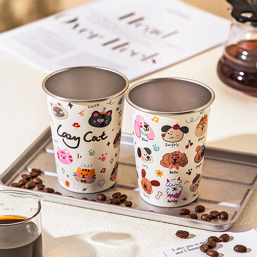 摩登主妇儿童不锈钢杯子耐摔马克杯高颜值家用水杯露营便携咖啡杯 商品图0