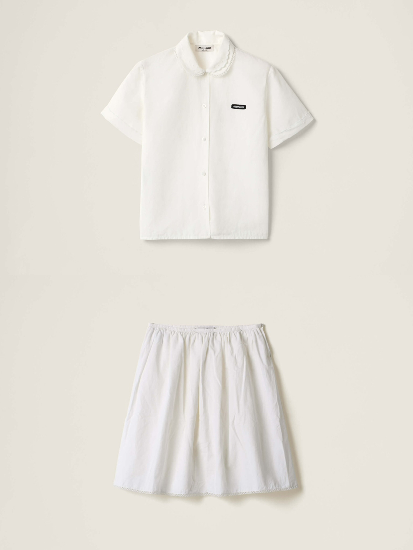 MIU-SK 棉麻花边衬衫/半裙