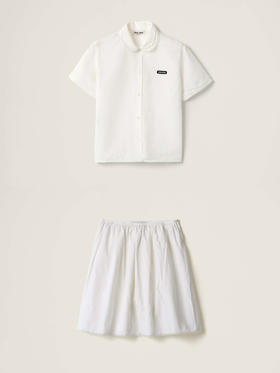 MIU-SK 棉麻花边衬衫/半裙