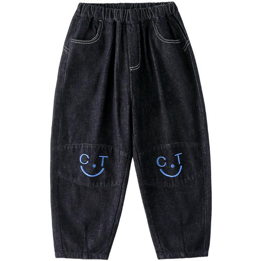 【防褪色】棉花堂黑色笑脸童趣牛仔裤——FA52132 商品图12