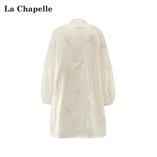 会员福利【天丝莱赛尔+刺绣】会拉夏贝尔/La Chapelle圆领立体蝴蝶系带七分袖小衫上衣2025年新款 商品图2