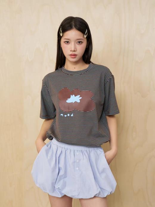 MoodLikeMe/MTX2509/花朵印花条纹短袖T恤 商品图4