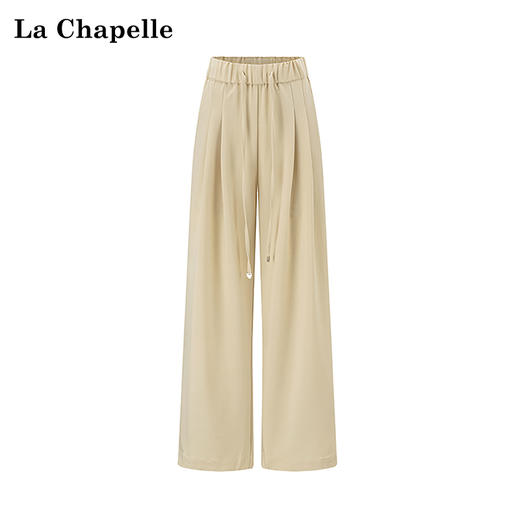天猫同步【垂顺有型】拉夏贝尔/La Chapelle纯色抽绳松紧腰休闲阔腿裤秋季2025年新款★ 商品图1