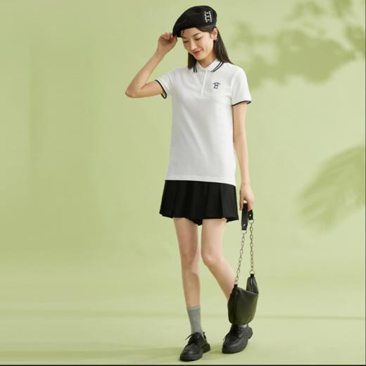 佐丹奴25年新款女装熊猫刺绣针织弹力珠地布短袖POLO13313206 商品图11