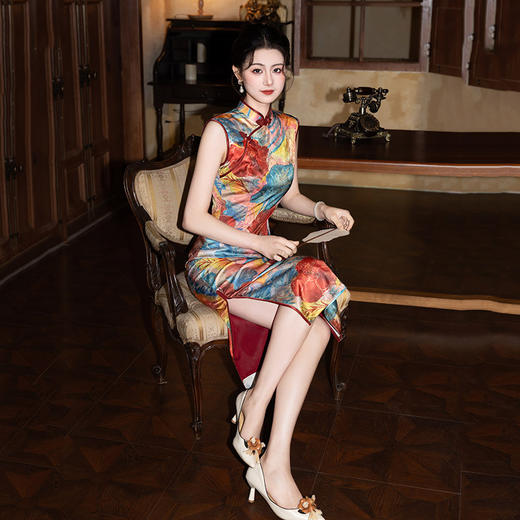 SC21289无袖夜上海民国风长款中式旗袍改良年轻款2025新款女复古修身夏季 商品图4