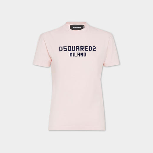 DSQUARED2 女士字母徽标印花棉质圆领短袖T恤 粉色 S75GD0471 D20020 973 商品图0
