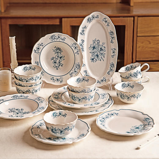 摩登主妇釉下彩中古风餐具碗碟家用2025新款青花饭碗陶瓷盘子碗具 商品图4