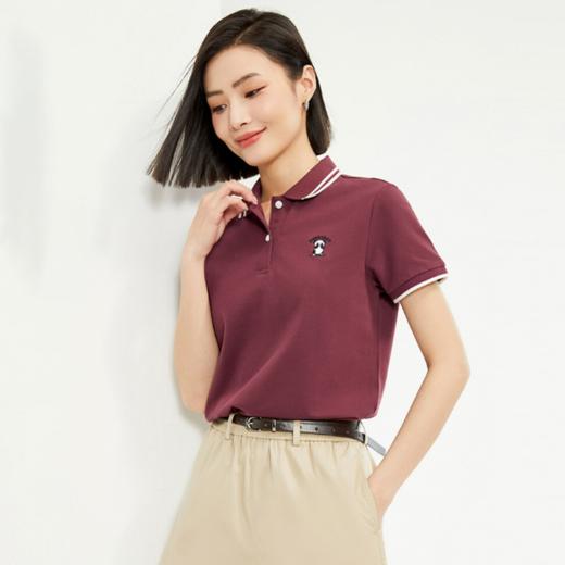 佐丹奴25年新款女装熊猫刺绣针织弹力珠地布短袖POLO13313206 商品图1