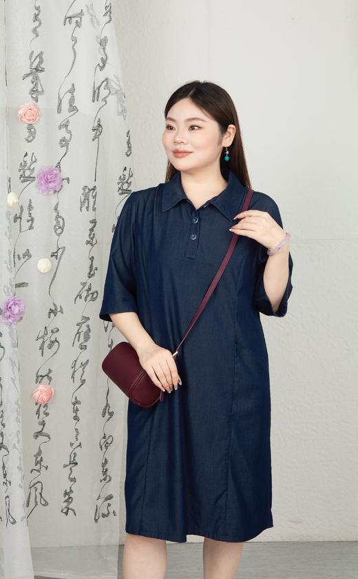 现货💙正码正拍【经典翻领  A版牛仔裙】小个子可裁剪款，适合通勤、休闲多场合的夏秋过渡连衣裙~深蓝牛仔衬衫连衣裙 | 通勤休闲两穿 | 遮肉七分袖 | 夏秋百搭 商品图14