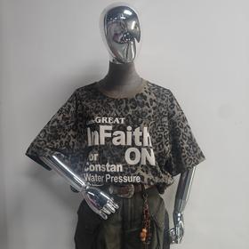 ZC圆领豹纹撞色字母短袖T恤50701（灰）夏季 153012630321