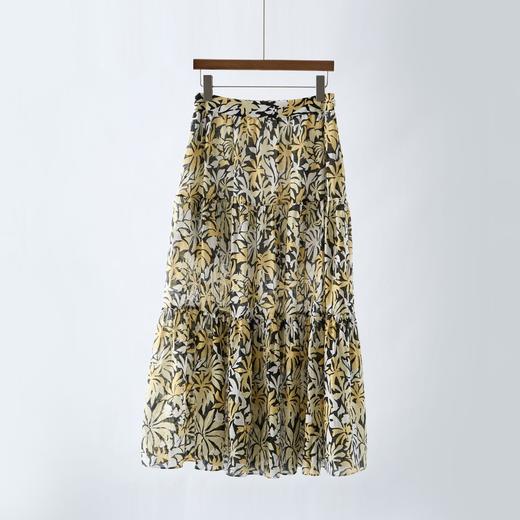 「自」全新升级【铂金会员220/天猫299/差价79】(12111)洛诗琳2025夏新款天丝亚麻高腰法式印花半身裙女 商品图4