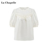 天猫同步【莱赛尔+重工刺绣】拉夏贝尔/La Chapelle花边圆领绣花短袖小衫上衣衬衫2025年新款 商品缩略图1