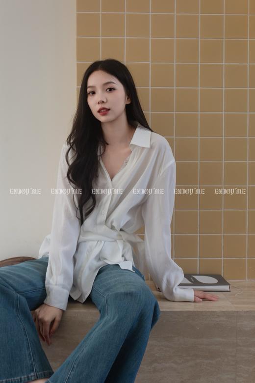 【门店同款】ENJOY秋季“谧色花颂”气质绑带衬衫 164343165 商品图0