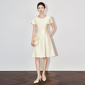 「高货wl」全新升级【铂金会员358/天猫479/差价121】(92124)洛诗琳轻奢重工钉钻连衣裙2025夏季法式气质收腰显瘦裙子