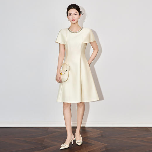 「高货wl」全新升级【铂金会员358/天猫479/差价121】(92124)洛诗琳轻奢重工钉钻连衣裙2025夏季法式气质收腰显瘦裙子 商品图0