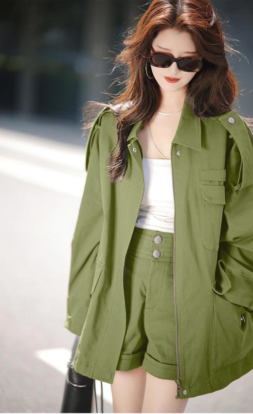 会员福利【明星私服】拉夏贝尔/La Chapelle翻领后背印花大口袋工装长袖外套女新款秋季 商品图6