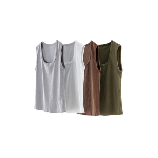 绽放旅行女装509朵/【大山的褶皱】弹力棉方领宽肩U型领背心内搭 商品图4